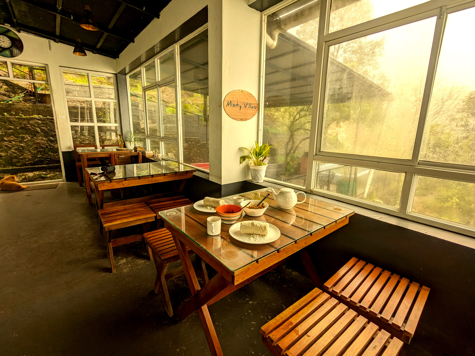 Window view of the hills from inside the room